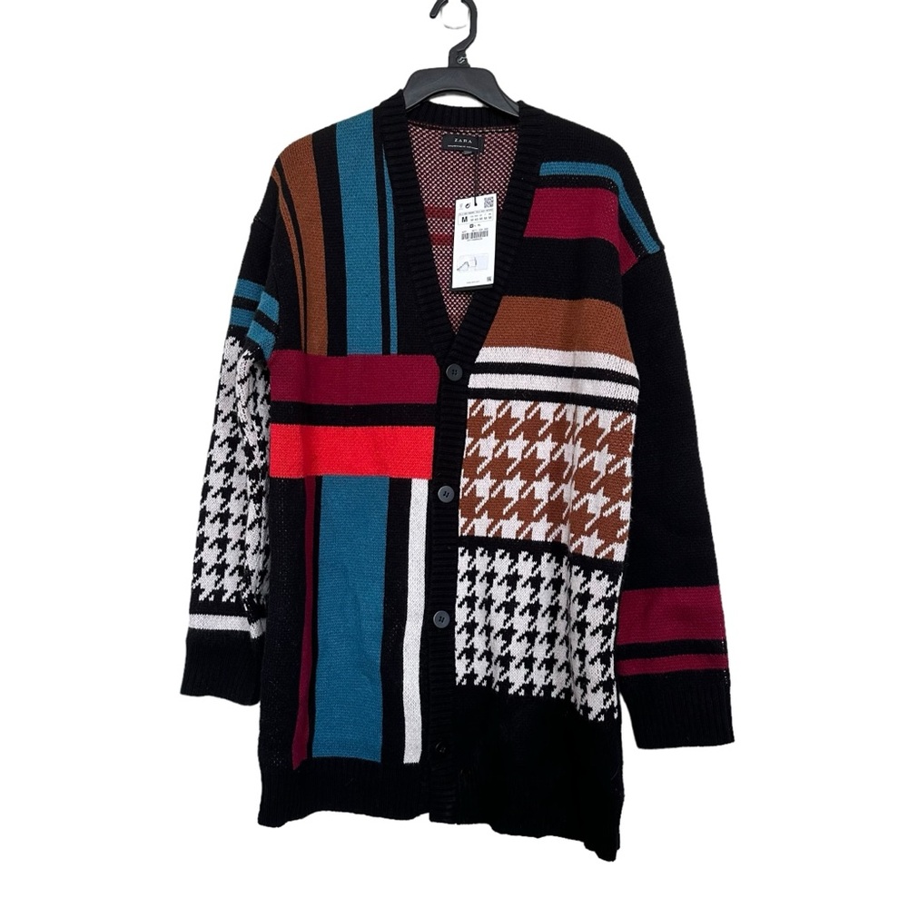 Zara Women’s Sz M Multicolor 4 Button Cardigan Sweater NWT